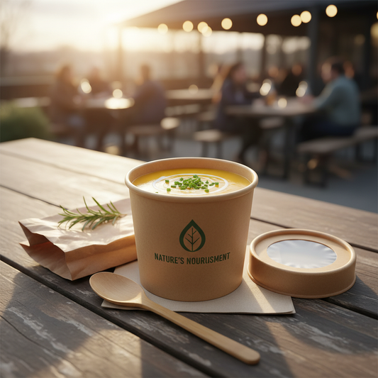 300ml kraft container with soup lifestyle