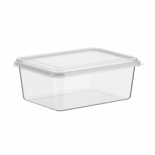 Rectangular transparent PLA 1000ml side view