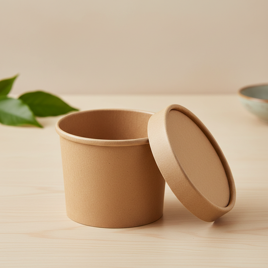 250ml kraft paper container with lid open