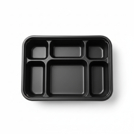 Black PLA 5 compartment container top view showing 5 sections