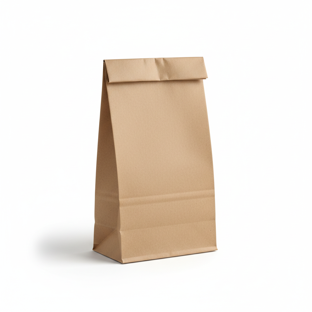 Small kraft paper bag without handle front view