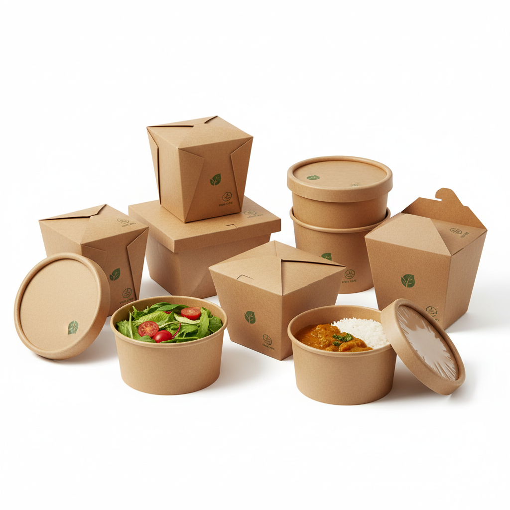 Kraft paper food containers various sizes