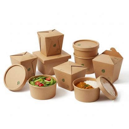 Kraft paper food containers various sizes