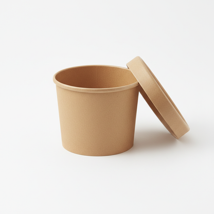 300ml kraft paper container with lid open