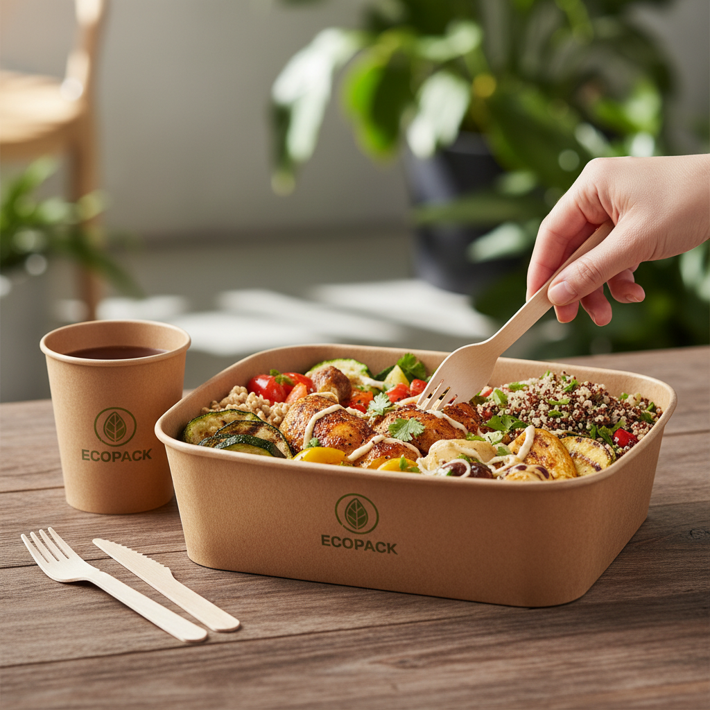 1200ml kraft container with catering portion lifestyle