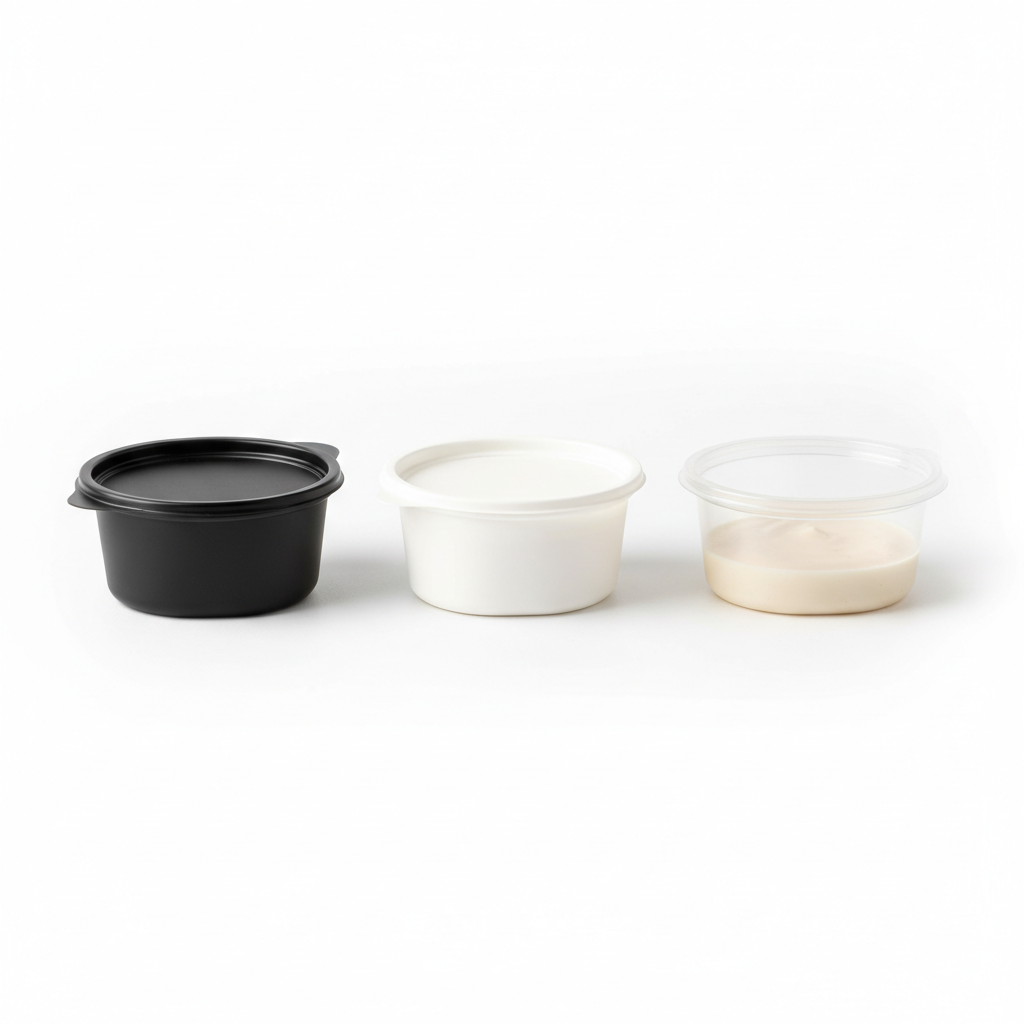 PLA food containers 50ml black white transparent
