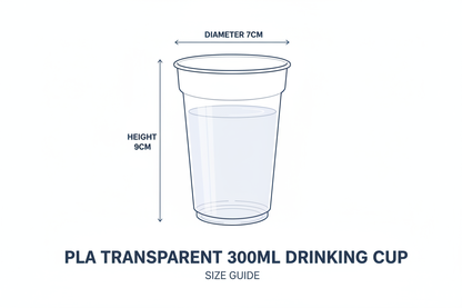 Size guide PLA transparent glass 300ml