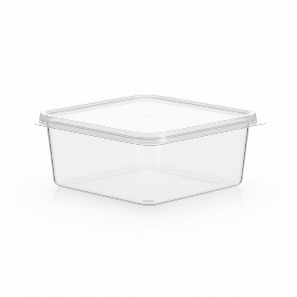 Rectangular transparent PLA 500ml side view