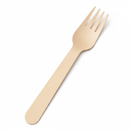 Close up of birchwood wooden fork