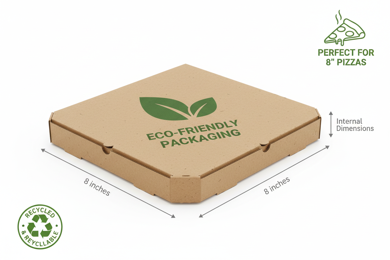 Size guide for 8 inch corrugated pizza box