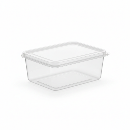 Rectangular transparent PLA 750ml front view