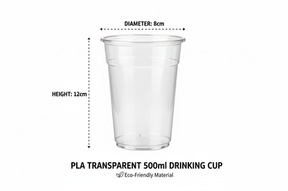 Size guide PLA transparent glass 500ml
