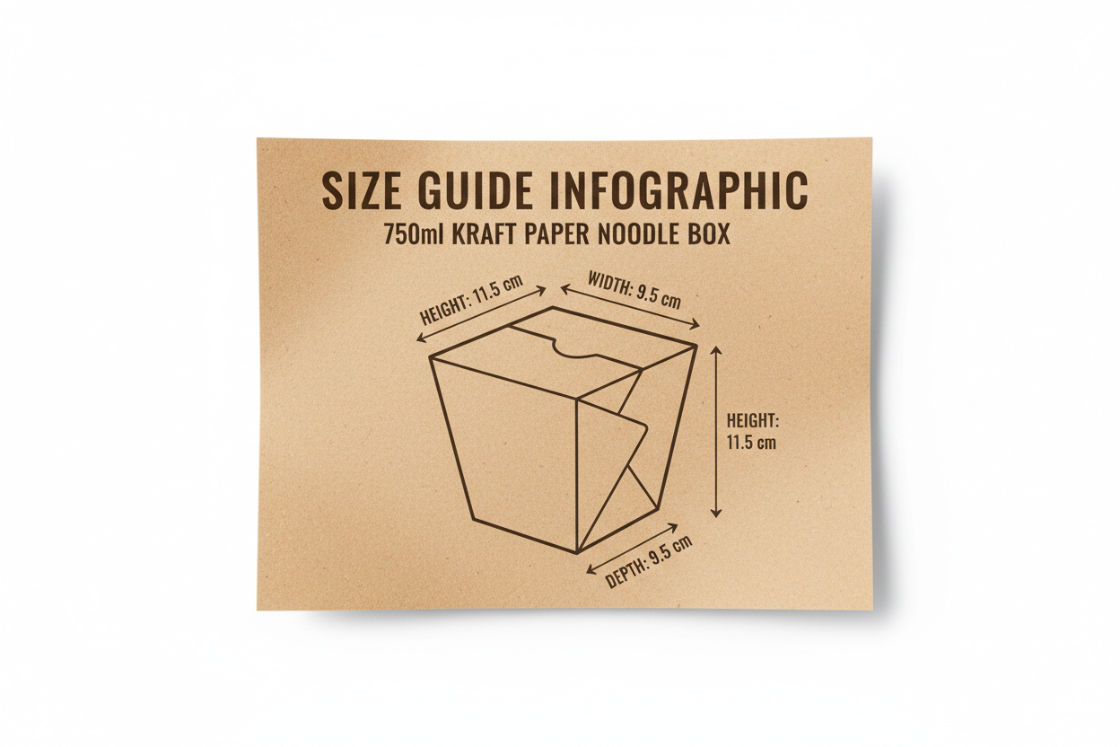 Size guide kraft paper noodle box 750ml
