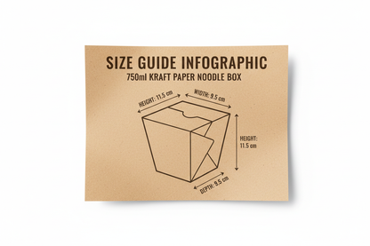 Size guide kraft paper noodle box 750ml