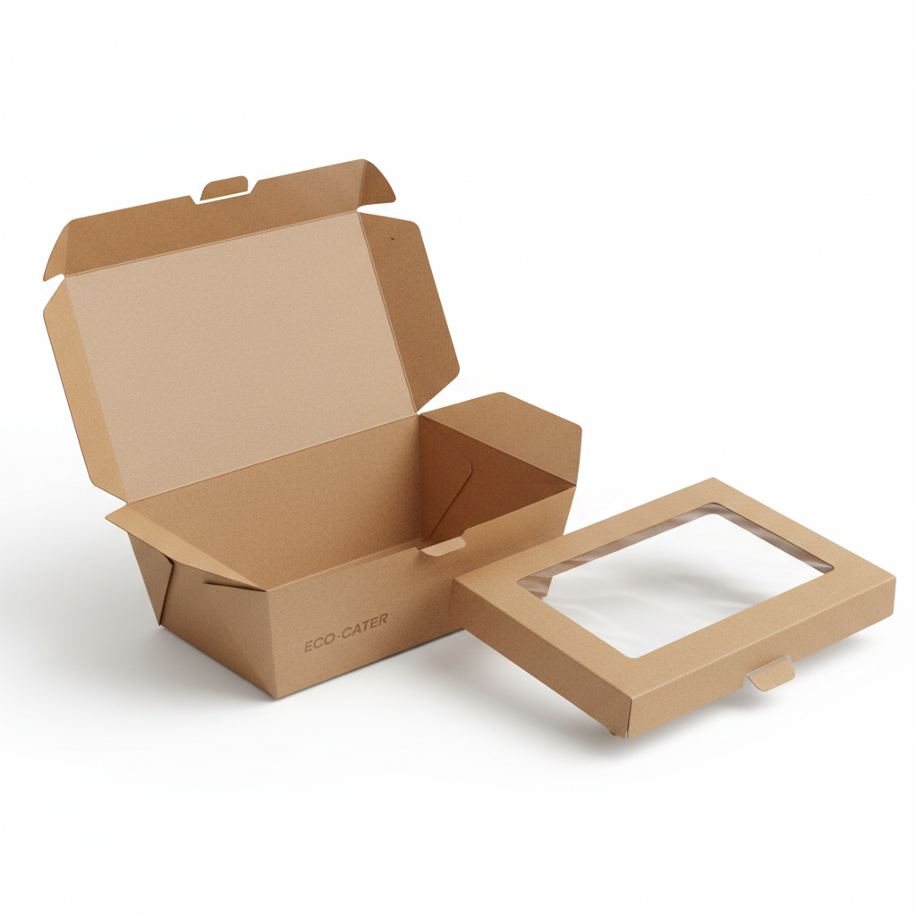 1200ml kraft paper container with lid open