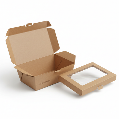 1200ml kraft paper container with lid open