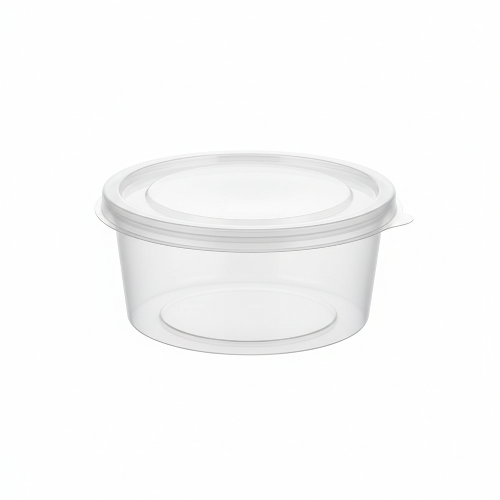 Round transparent PLA food container 100ml with clear lid