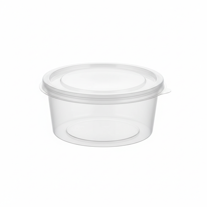 Round transparent PLA food container 100ml with clear lid