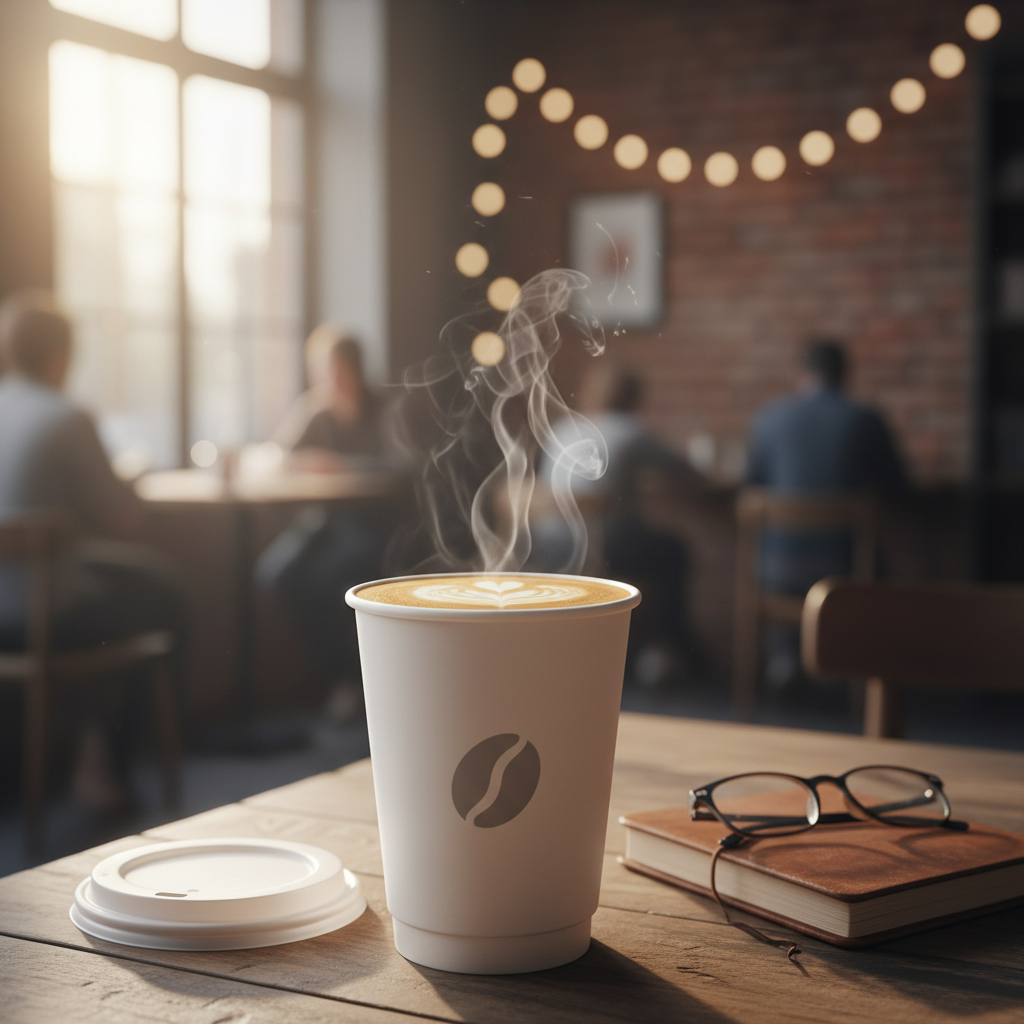 Paper glass 500ml with coffee lifestyle