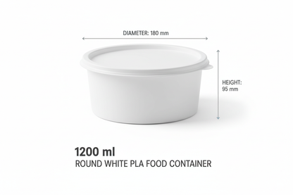 Size guide round white 1200ml PLA container