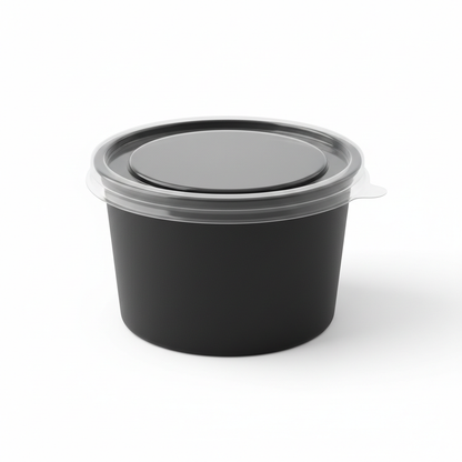 Black PLA food container 100ml with transparent lid