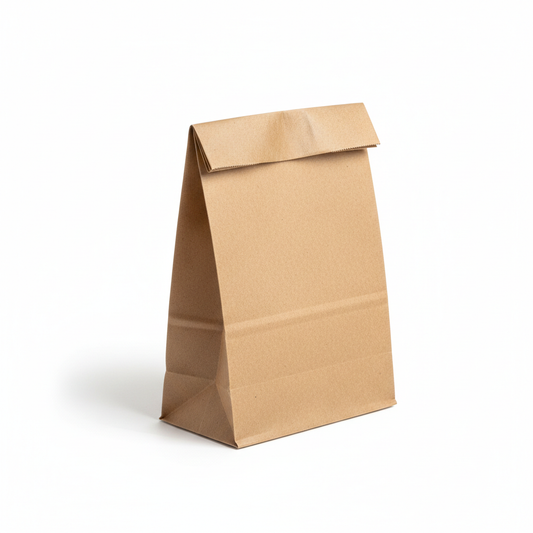Small kraft paper bag without handle side view