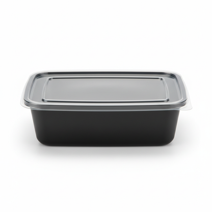 Rectangular black PLA 1000ml front view