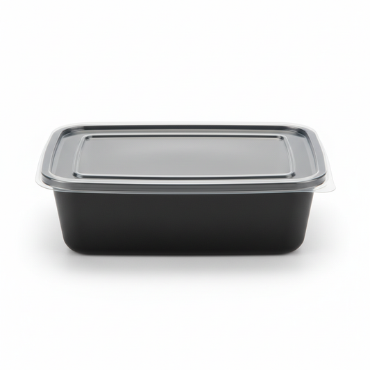 Rectangular black PLA 1000ml front view