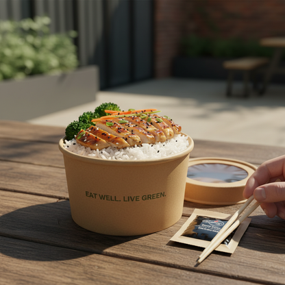Kraft paper container with rice bowl lifestyle