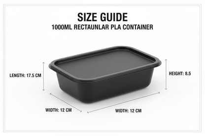Size guide rectangular black PLA 1000ml