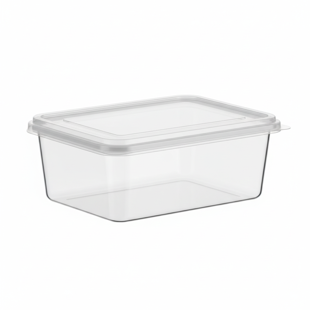 Rectangular transparent PLA 1000ml side view