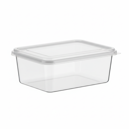 Rectangular transparent PLA 1000ml side view