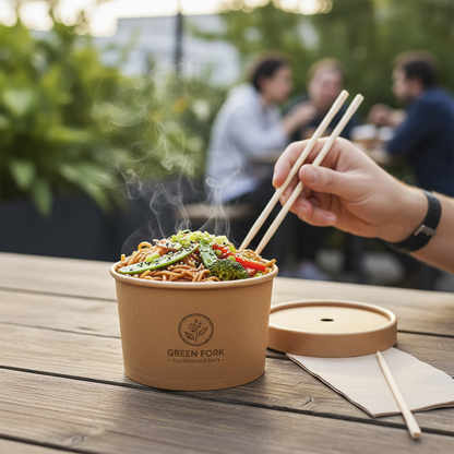 500ml kraft container with noodles lifestyle