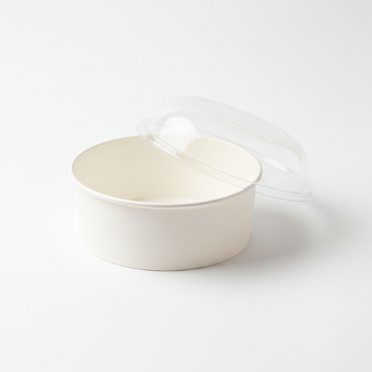 Round white 1200ml PLA container lid open