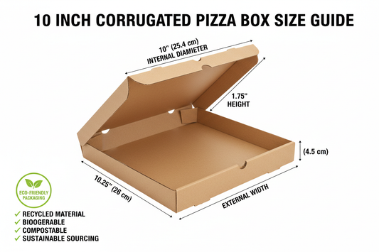 Size guide for 10 inch corrugated pizza box