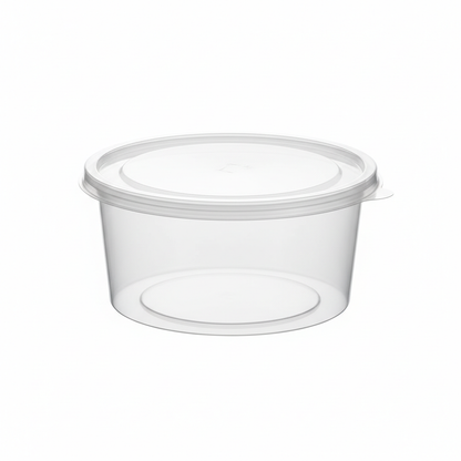 Round transparent PLA food container 1200ml with clear lid