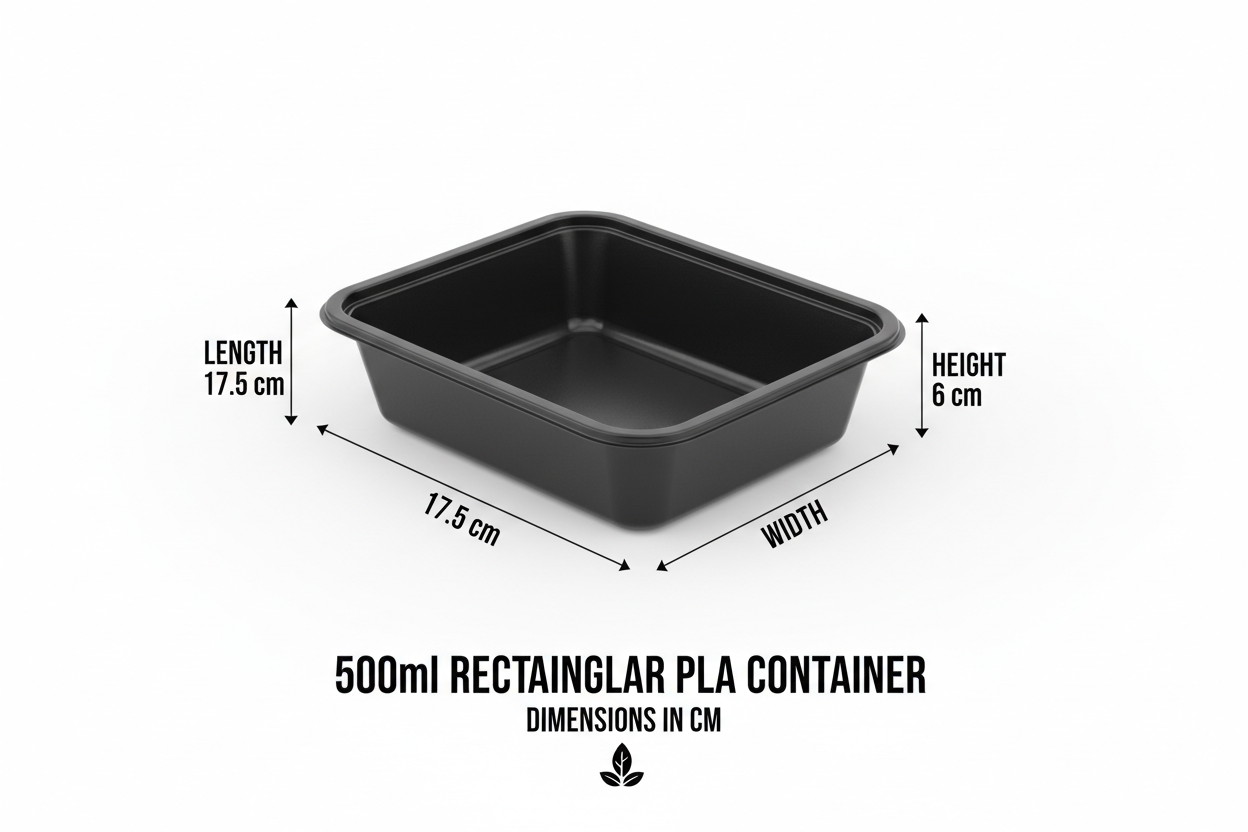 Size guide rectangular black PLA 500ml