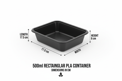 Size guide rectangular black PLA 500ml