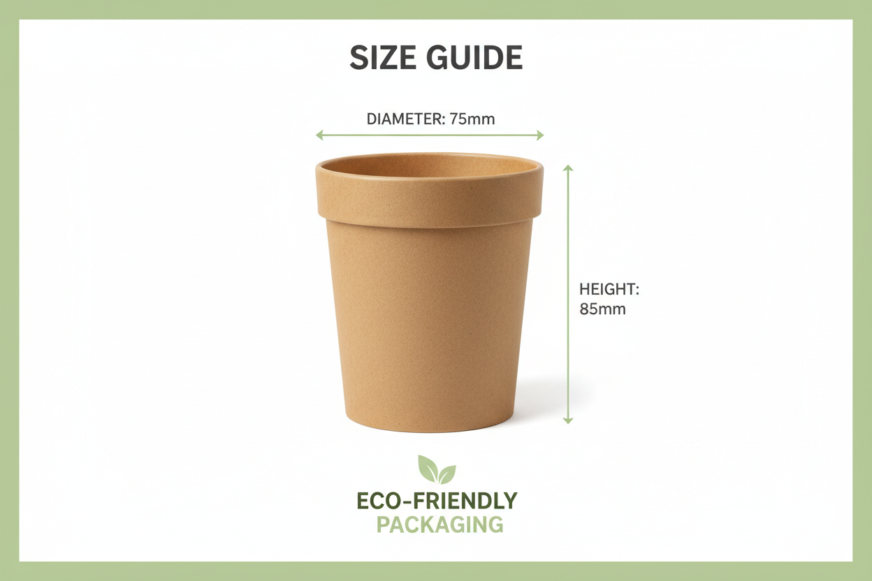 Size guide for 250ml kraft paper container