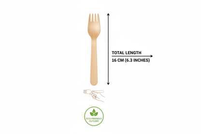 Size guide for birchwood wooden fork