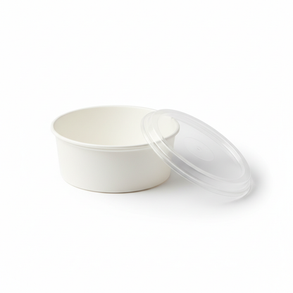 Round white 1000ml PLA container lid open