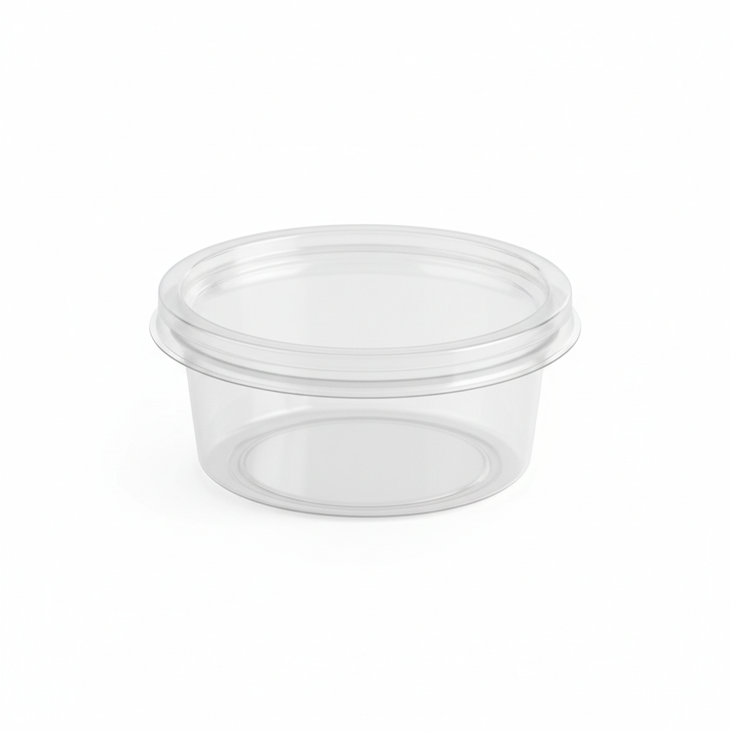 Round transparent PLA food container 50ml with clear lid