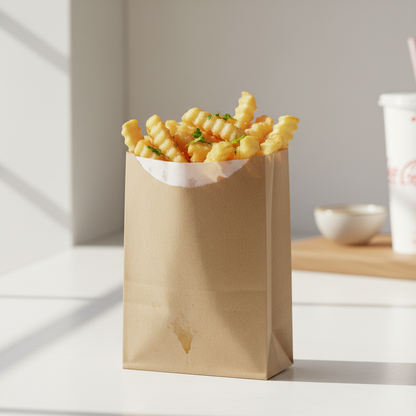 Small paper bag without handle with snacks lifestyle