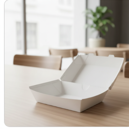 White paper food box 500ml open showing interior