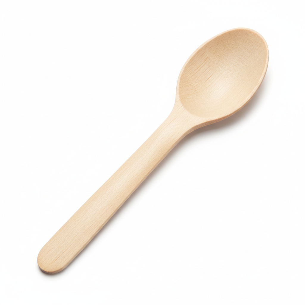 Close up of birchwood wooden spoon