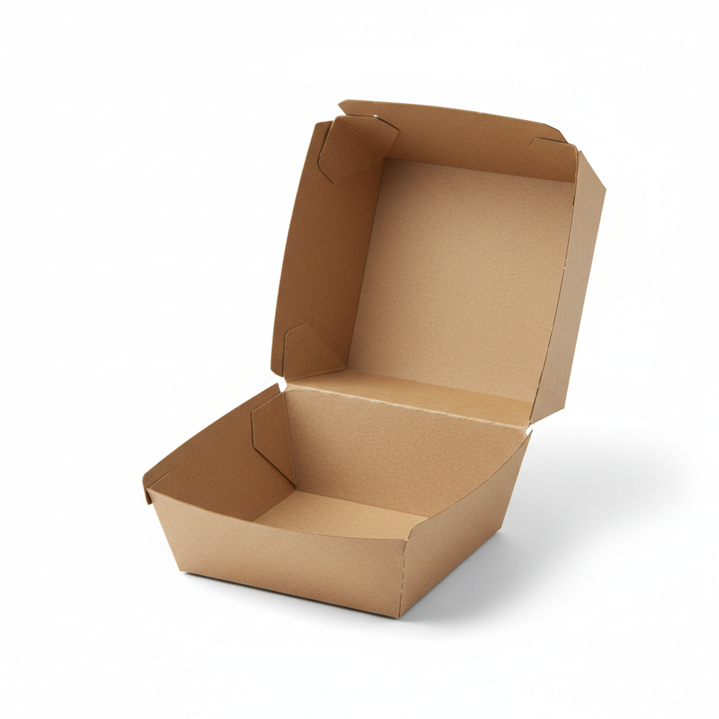Burger box open showing interior
