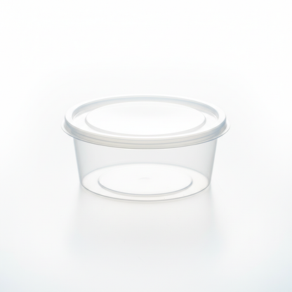 Round transparent PLA food container 500ml with clear lid