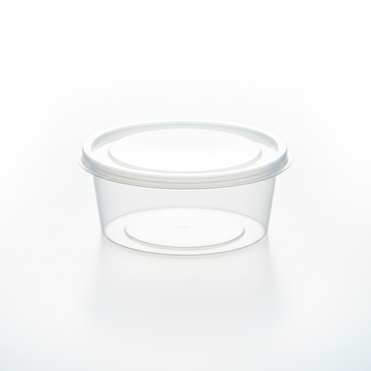 Round transparent PLA food container 500ml with clear lid