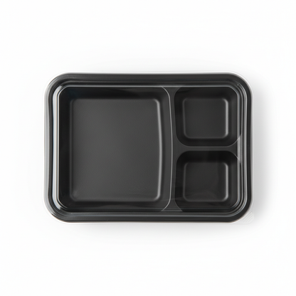 Black PLA 3 compartment container top view
