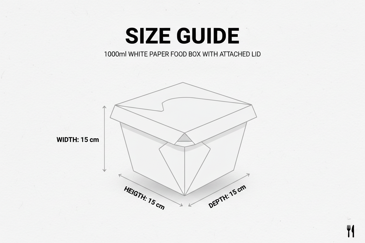 Size guide white paper food box 1000ml